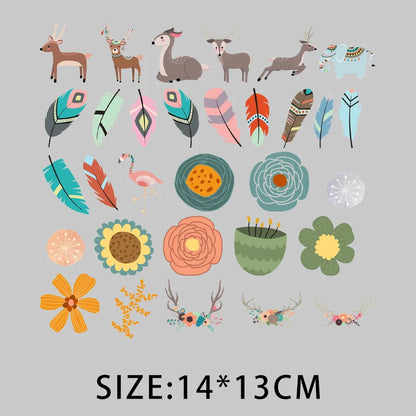 Cartoon Pflanze Blumen Aufkleber Wärmeübertragung PVC Patch Hitzeempfindliche Patches Bügelaufkleber auf Kleidung DIY Applikationen.