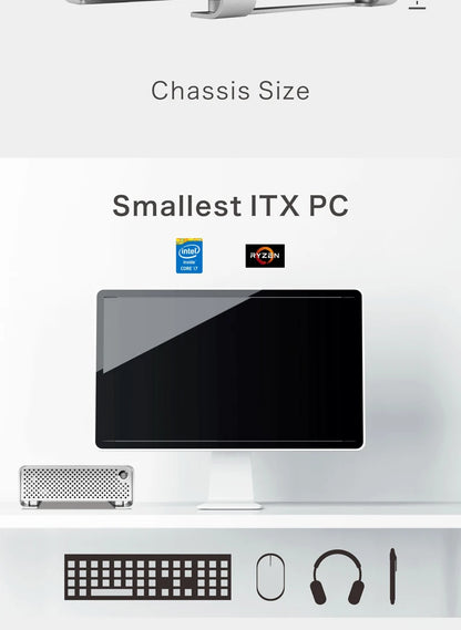 METALFISH MetalGear Plus Aluminum Mini HTPC Case Mini ITX Cases Computer Gaming PC Desktop Case Support DC ATX PSU.