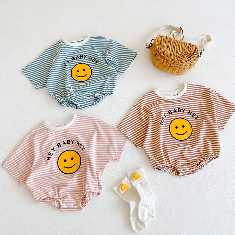 2024 neue Sommer Baby Bodys Mädchen Overalls Infant Jungen Gestreiften Einteilige Neugeborenen Kleidung.