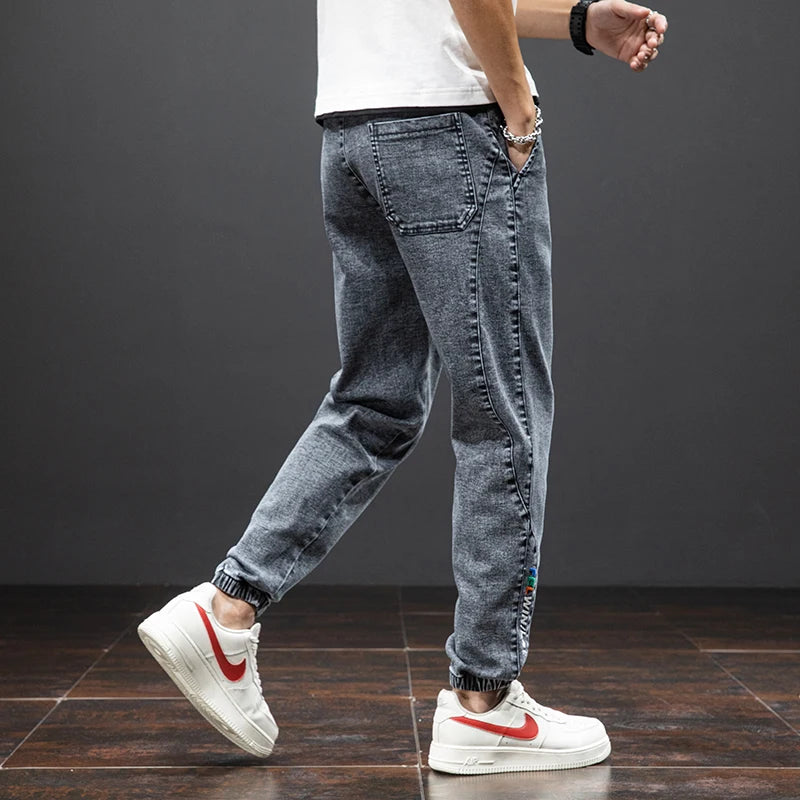 Spring Summer Black Blue Cargo Jeans Men Streetwear Denim Jogger Pants Men Baggy Harem Jean Trousers Plus Size.