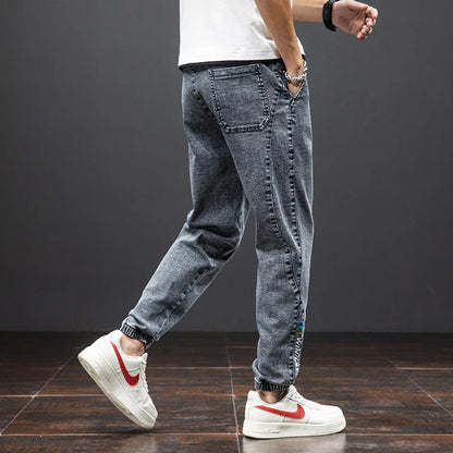 Spring Summer Black Blue Cargo Jeans Men Streetwear Denim Jogger Pants Men Baggy Harem Jean Trousers Plus Size.