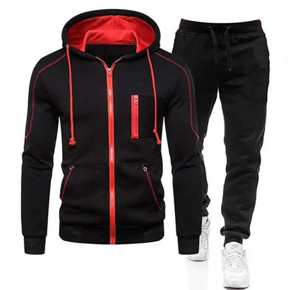 Spring Autumn 2020 Men's Sweat Suit Set Tracksuit Men Outfit Full Sleeve Tops with Hood Outdoor Sport Wear Men's Hooded Suit