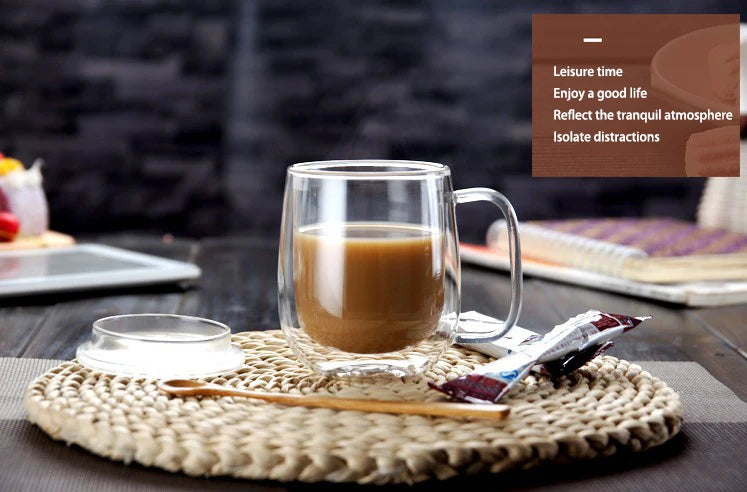 1-6PCS 80-450ML Heat Resistant Double Wall Tea Glass Cup Beer Coffee Handmade Creative Cold Beverage Transparent Drinkware Set.