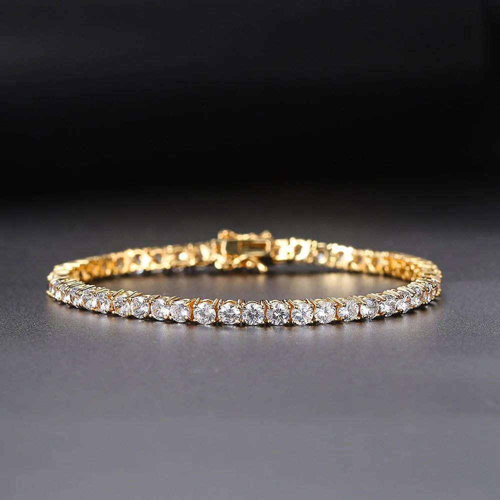 Iced Out Crystal Tennis Bracelet for Women Punk Hiphop Luxury AAA+ Cubic Zirconia Wedding Gold Color Hand Chain Jewelry OHH118.