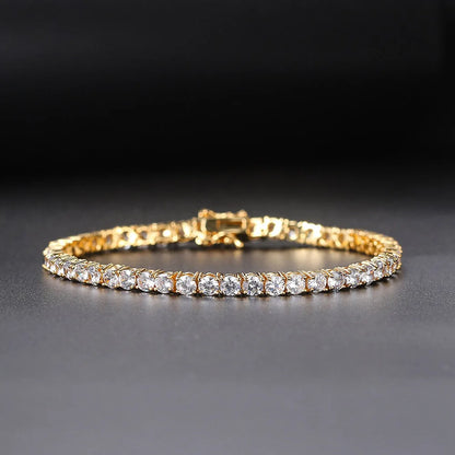 Iced Out Crystal Tennis Bracelet for Women Punk Hiphop Luxury AAA+ Cubic Zirconia Wedding Gold Color Hand Chain Jewelry OHH118.