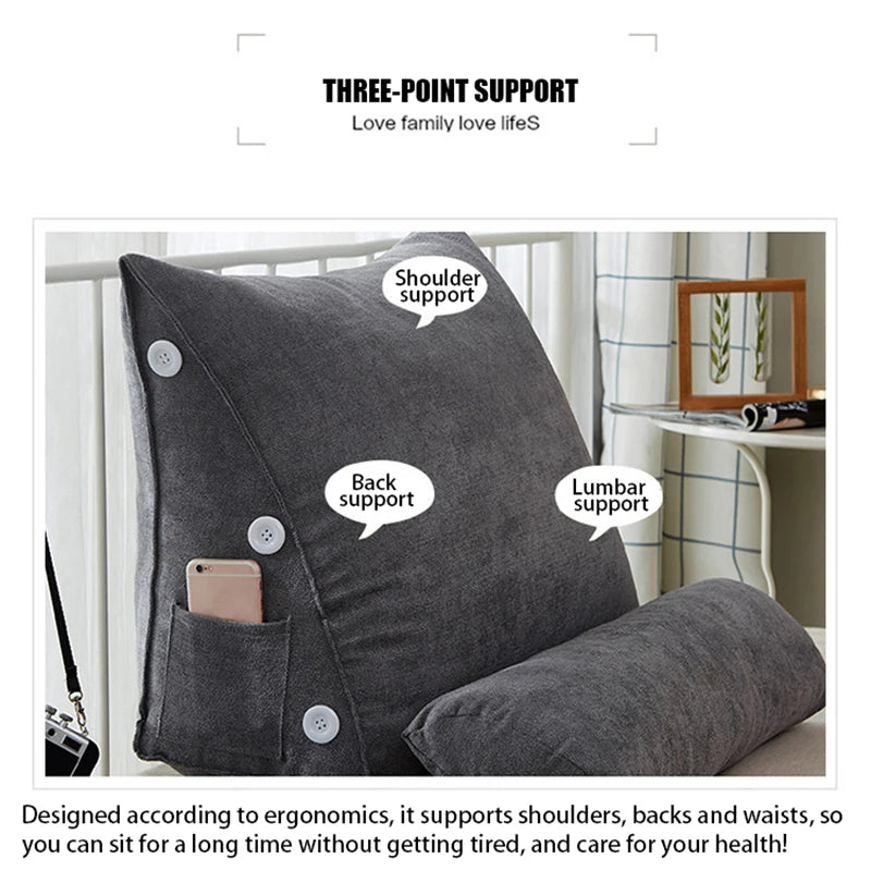 Bed Triangular Cushion Chair Bedside Lumbar Chair Backrest Lounger Lazy Office Chair Reading Living Room Pillow Household Decor.