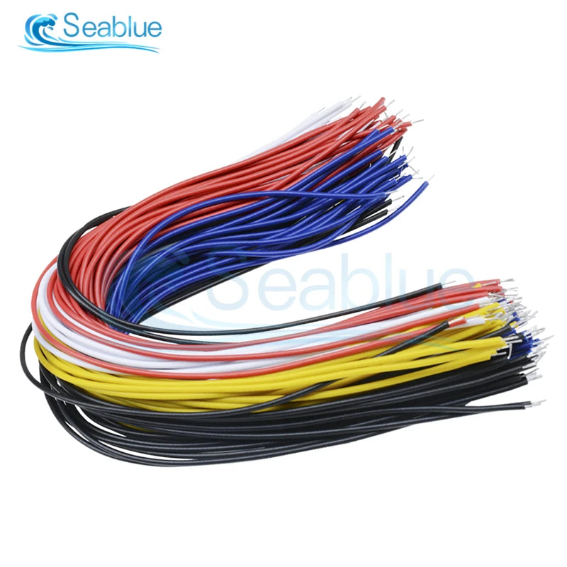 100Pcs Double Head PCB Solder Cable 20CM 26AWG Breadboard Fly Jumper Wire Cable Tin Conductor 5 Color.