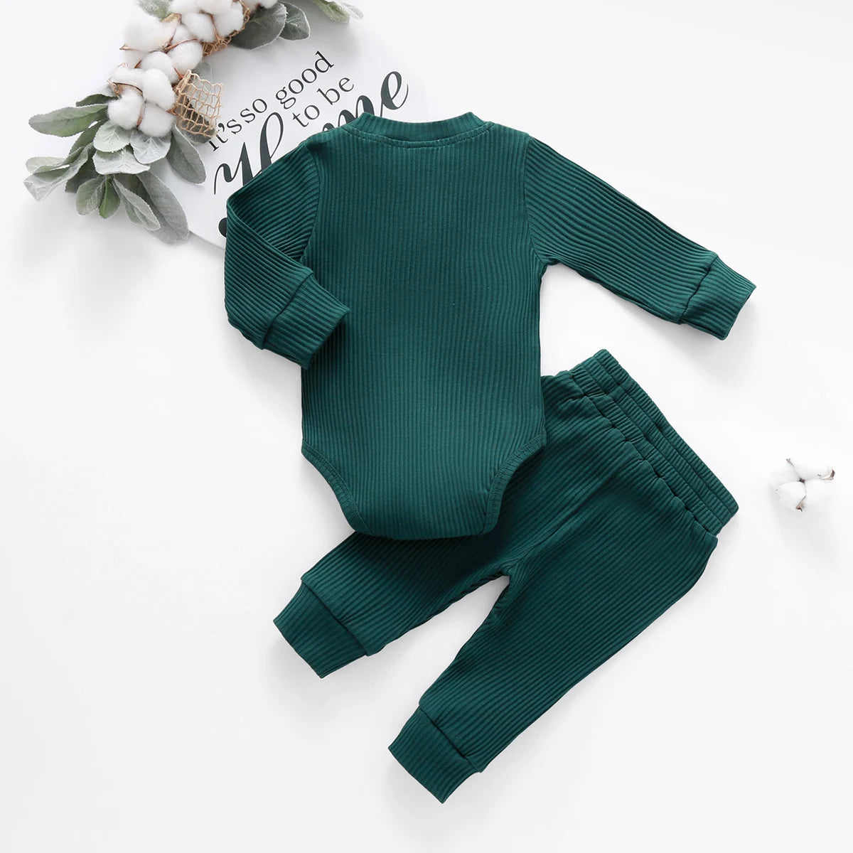 16 Colors Baby Solid Knit Sets Newborn Infant Girls Boys Fall Winter Long Sleeve Romper + Elastic Pants Toddler Outfit 0-24M.