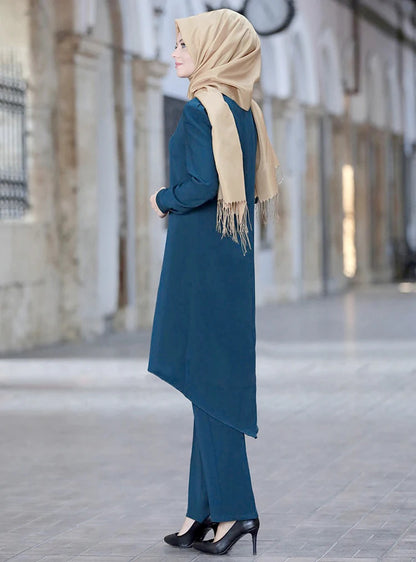 Muslim Women Long Tops Islamic Sets Women Muslim Pants Abaya Dubai 2020 Turkey Outfit Ramadan Prayer Clothes 2 Piece Set.