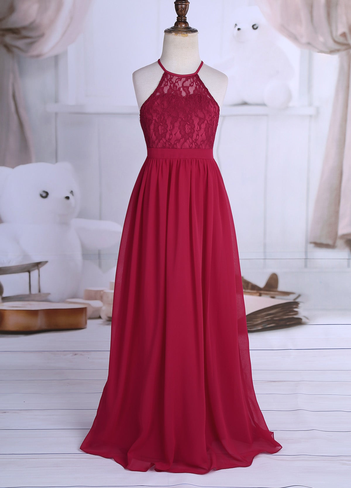 Sommer Mode Blume Mädchen Kleid Hochzeit Geburtstag Party Kinder Lange Kleid Vestido Elegante Halter Neck Floral Spitze Prinzessin Kleid.