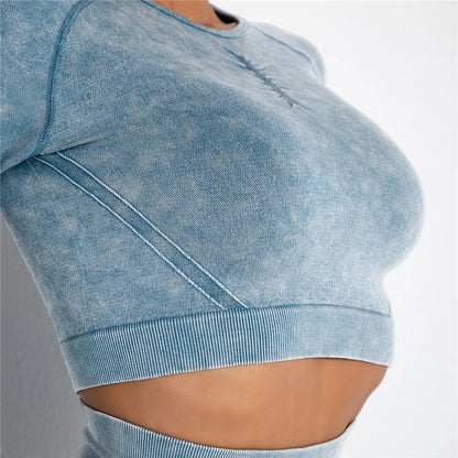 Hamidou Cropped Top Gym Set Seamless Women Yoga Workout Set Fintess Clothing Push Up Leggings Sport Wear Women Suits Tracksuit.