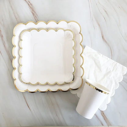 40pcs/set Yellow Green Pink Blue Paper Plates Cups Disposable Tableware Set for Wedding Birthday Party Baby Shower Supplies