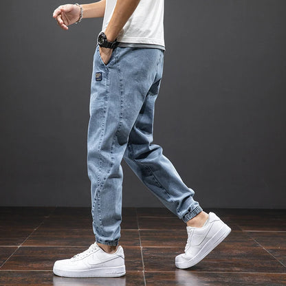 Spring Summer Black Blue Cargo Jeans Men Streetwear Denim Jogger Pants Men Baggy Harem Jean Trousers Plus Size.