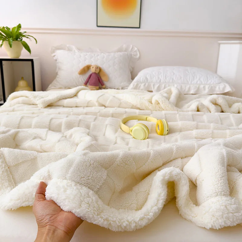 Ornate Jacquard Taffeta Comfort Blanket 100% Polyester Double-Layer Knitted Eco-Friendly Embroidered Pattern.