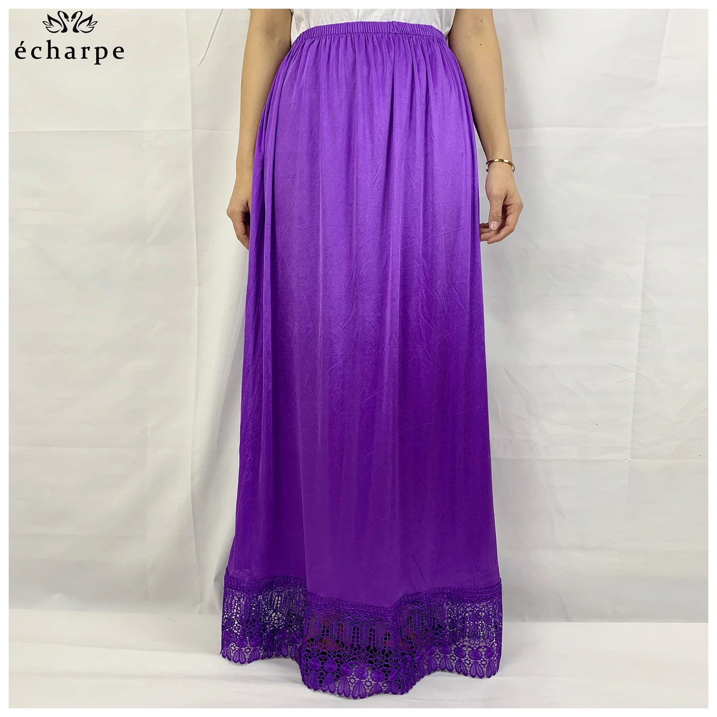 12pcs/1 dozen Muslim Women skirt Extender Slips Lace Skirts Knee Stretch High Waist Skater Flared Pleated Swing Skirt Loose.