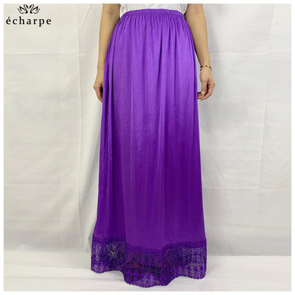 12pcs/1 dozen Muslim Women skirt Extender Slips Lace Skirts Knee Stretch High Waist Skater Flared Pleated Swing Skirt Loose.