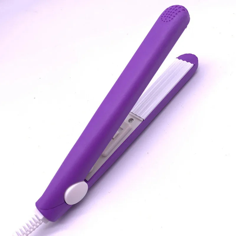 A mini hair iron pink corrugated plate electric curling iron curl modelling tools.
