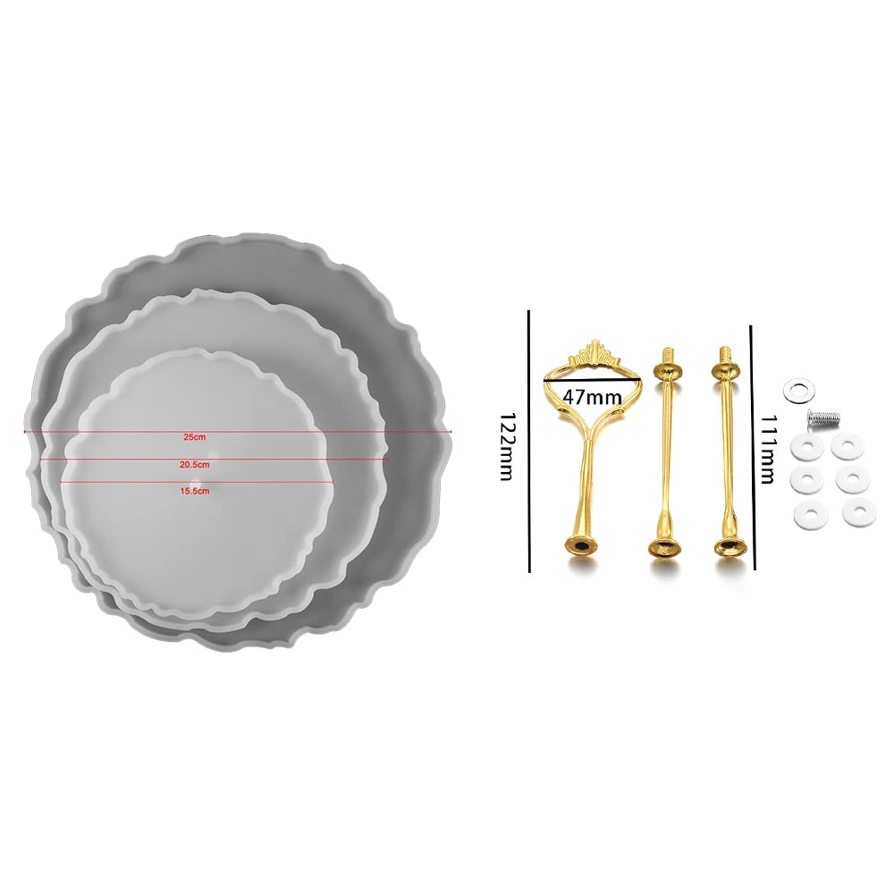 Three-Layer Fruit Dish Epoxy Resin Mold Tea Tray Silicone Molds Storage Tray Mould For DIY UV Resin Coaster Accessories