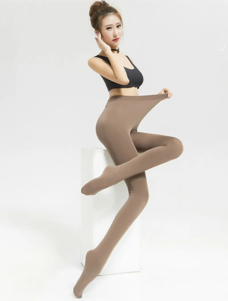 DOIAESKV Women Tights Plus Size 120D Autumn Winter Warm Pantyhose Crotchless High Waist Female Stretchy Slim Skinny Open Tights