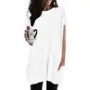 JAC228 K1130 Women's Short Sleeve O Neck Loose Solid Color Tunic Top.