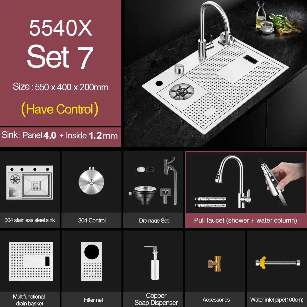 ASRAS Island Hidden kitchen Sink 304 Stainless Steel 4mm Thickness Handmade Brushed Sink High Pressure Cup Washer kitchen Sinks