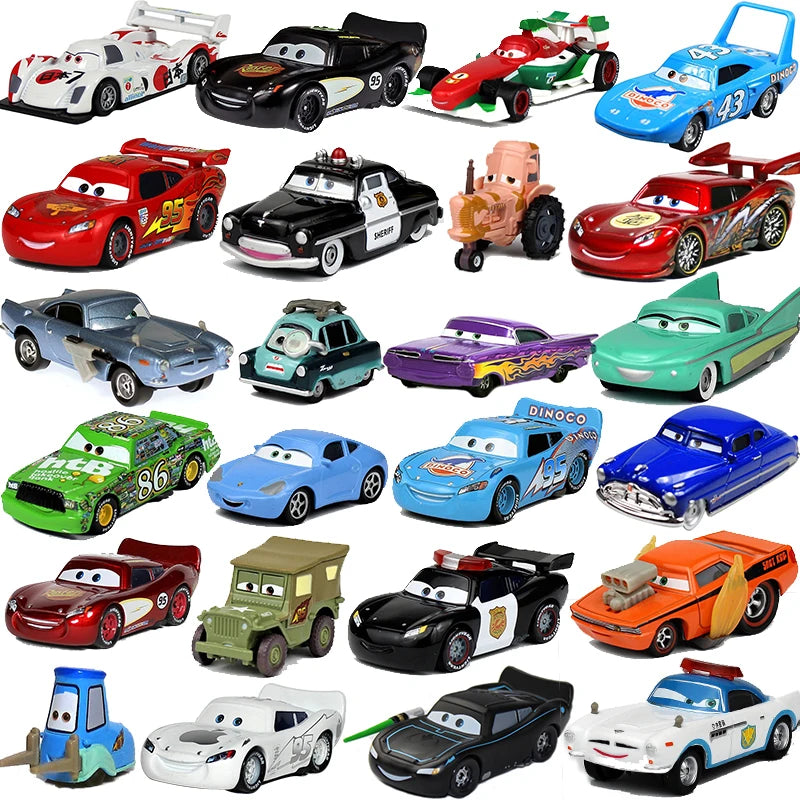 Cars Disney Pixar Cars 2 3 Toy Lightning McQueen Mater Sheriff Alloy Metal Model Car 1:55 Metal Toys Vehicles Boy Children Gifts.