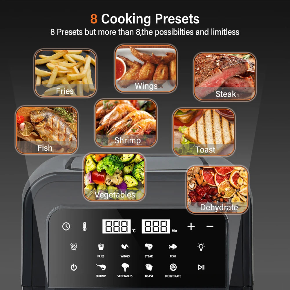 BioloMix Multifunctional 7L Air Fryer without oil electric oven, Dehydrator, Convection Oven, Touch Screen Presets Fry, Roast.