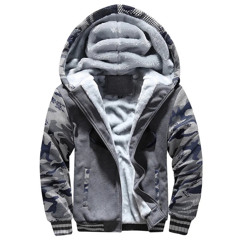 Men's Jacket Camouflage Thicken Winter Jackets for Men Fleece Long Sleeve Coat Man Casual Hoodies Streetwear Men's Coats.