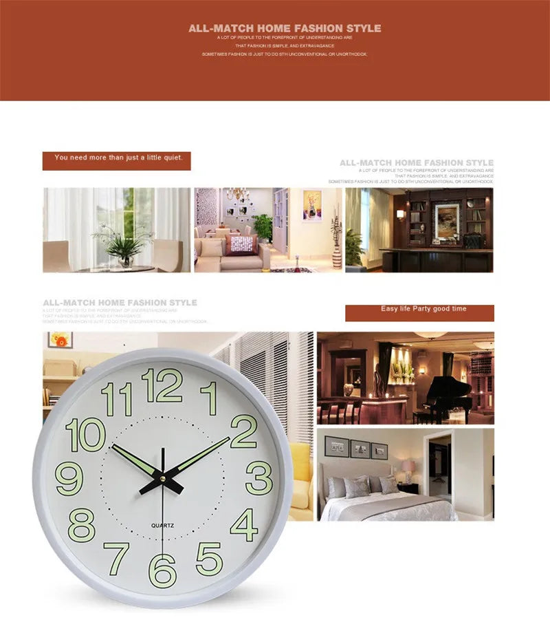 30cm Minimalistischen Wanduhr Moderne Design Glowing in the Dark Baby Zimmer Hängen Uhr Uhren Klok Nacht Wohnzimmer wohnkultur