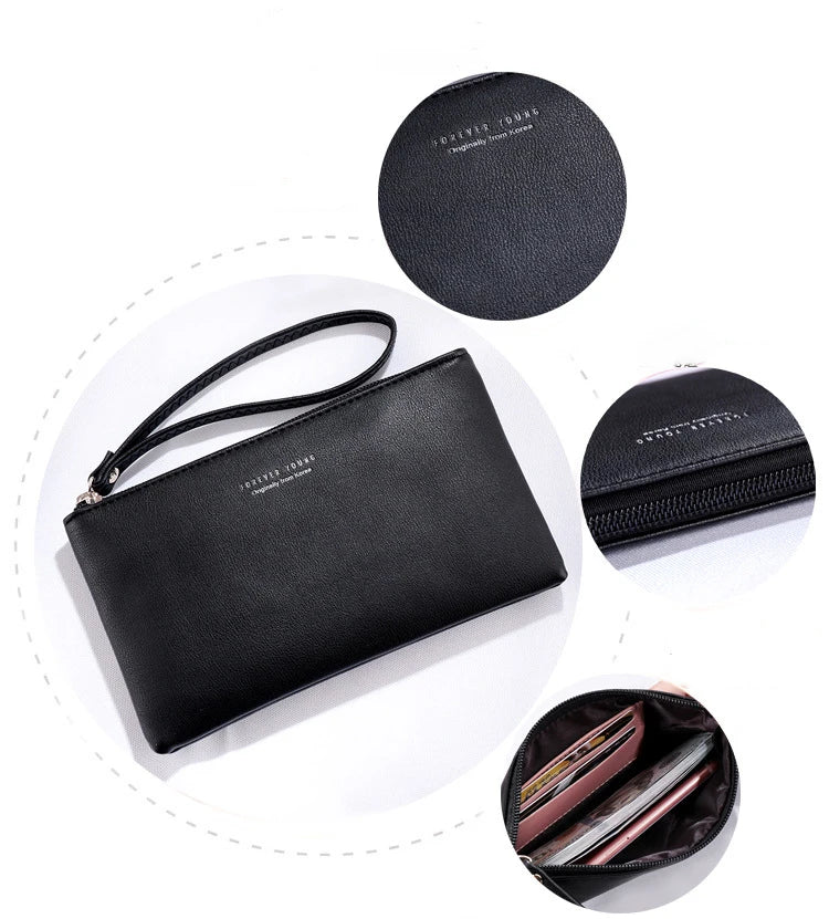 New mobile phone bag female long zipper coin purse female Korean version of pure color wild card bag mobile phone bag wallet.