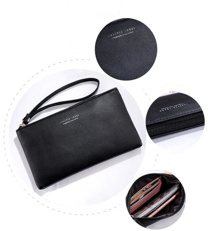New mobile phone bag female long zipper coin purse female Korean version of pure color wild card bag mobile phone bag wallet.