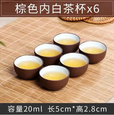 Handmade Dragon Ceramic Tea Cup, Purple Clay Cup, Kungfu Teaset, Small and Large, Tea Accessories, 6 PCs/Pack.