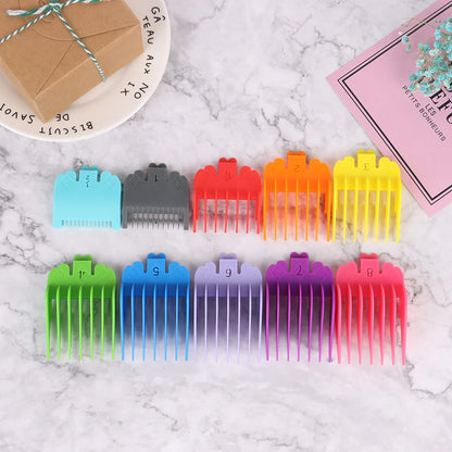 10pcs Hair Limit Comb Set Hair Clipper Guide Combs 1.5/3/4.5/6/10/13/16/19/22/25mm Cutting Guides for Whal Clippers Barber.