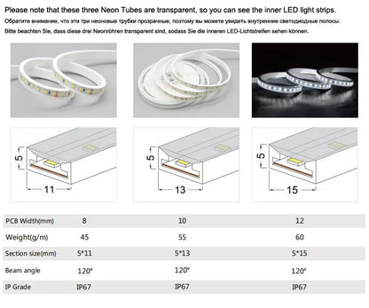 SK6812RGBW LED Neon Rope Tube WS2811 WS2812B WS2813 Flexible LED Strip Light Silica Gel Soft Lamp Tube 1m - 5m IP67 Waterproof.