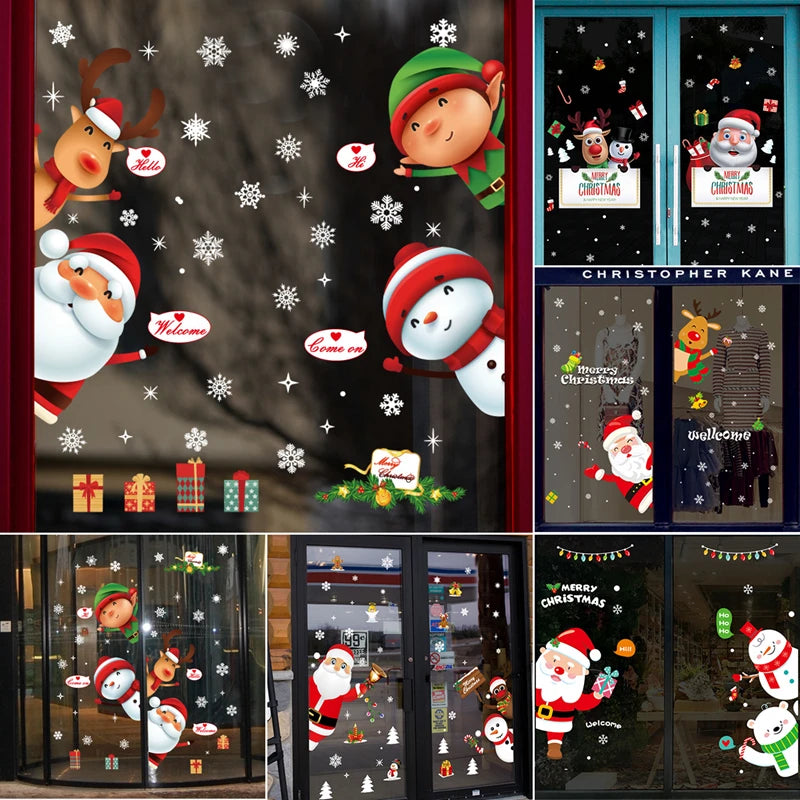 2025 Merry Christmas Wall Sticker Window Glass Merry Christmas Decor for Home Living Room Wall Decor 2026 Happy New Year Sticker.