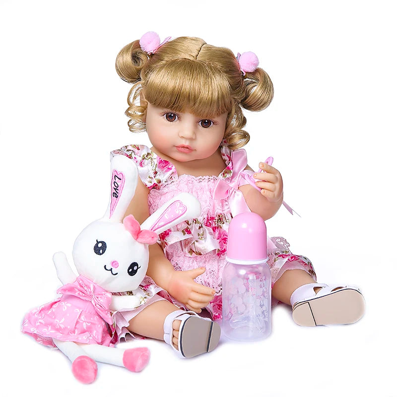 NPK 50CM Full Body Soft Silicone Popular Sweet Face Reborn Toddler Baby Girl Doll Birthday Christmas Gift High Quality Doll.