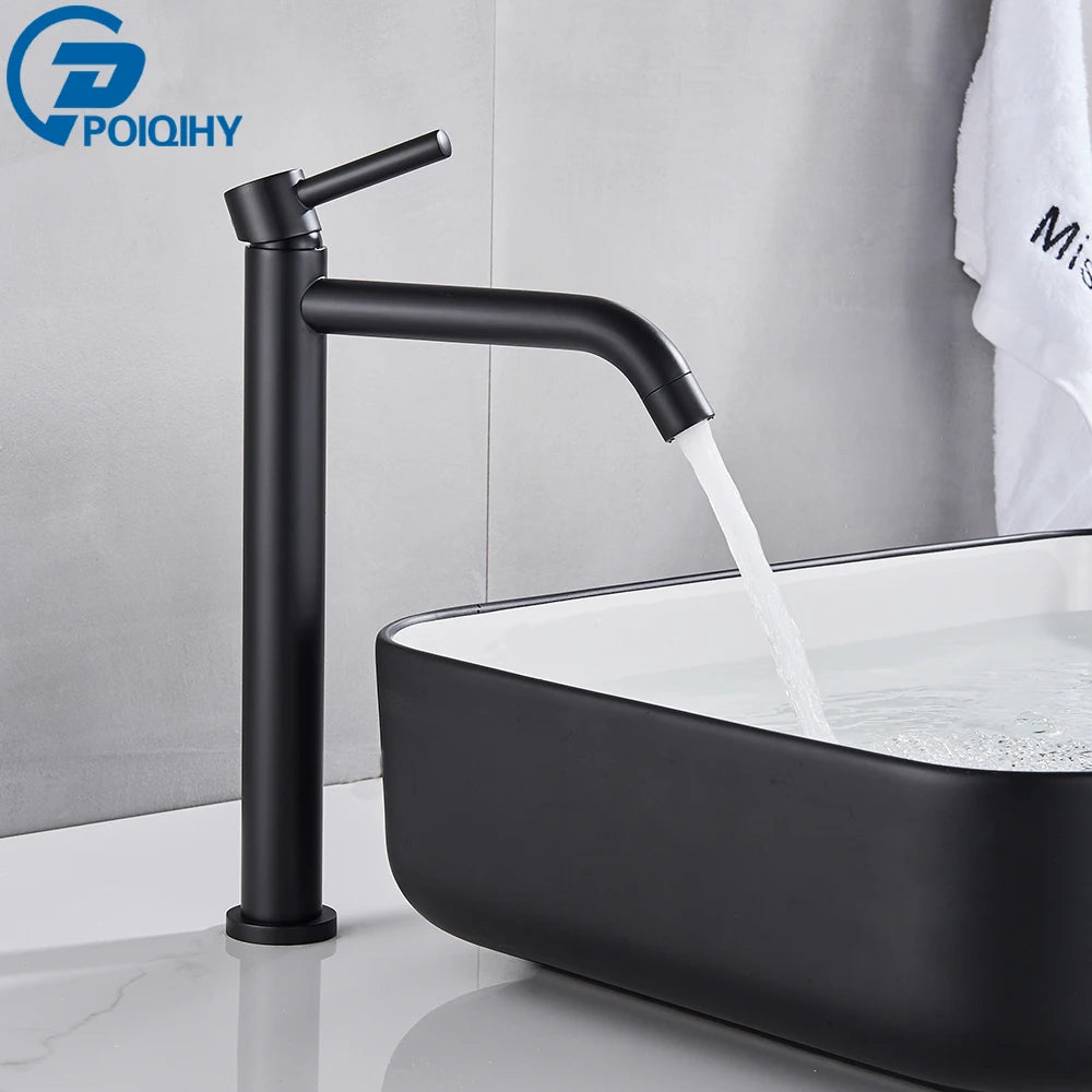 Black Basin Faucet Bathroom Washbasin Water Mixer Tap Hot Cold Water Basin Sink Tap Bathroom Faucet Tap Brushed Gold Faucet