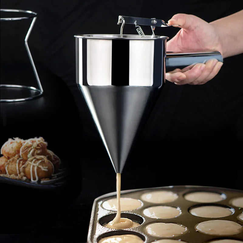 Steel Batter Dispenser with Rack Dough Funnel Cupcake Baking Dispenser Kitchen Tools.
