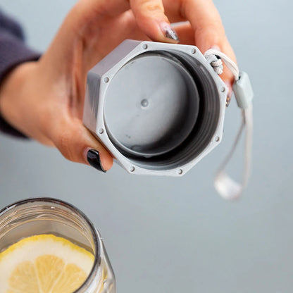 Portable Plastic Water Bottle Creative Matte Water Cup Outdoor Juice Leak-Proof Sports Bottle with Rope Travel Camping Bottles.