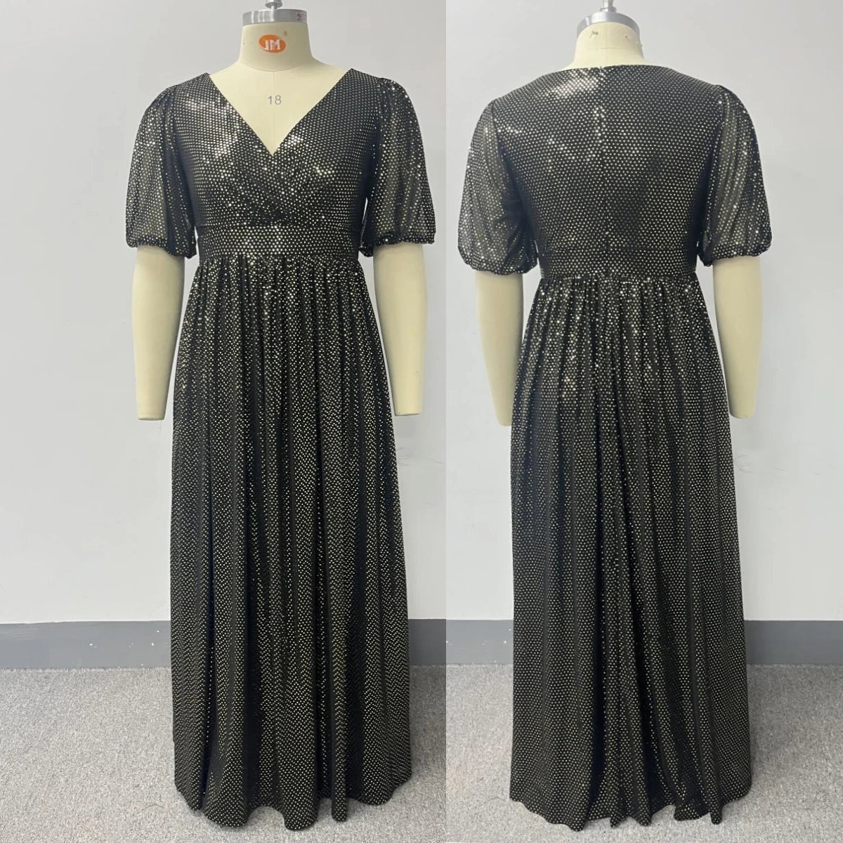 Trendy Luxury Plus Size Women Elegant Evening Dresses Short Sleeve A-line Shiny Party Dresses Women Church Dresses With Lining.