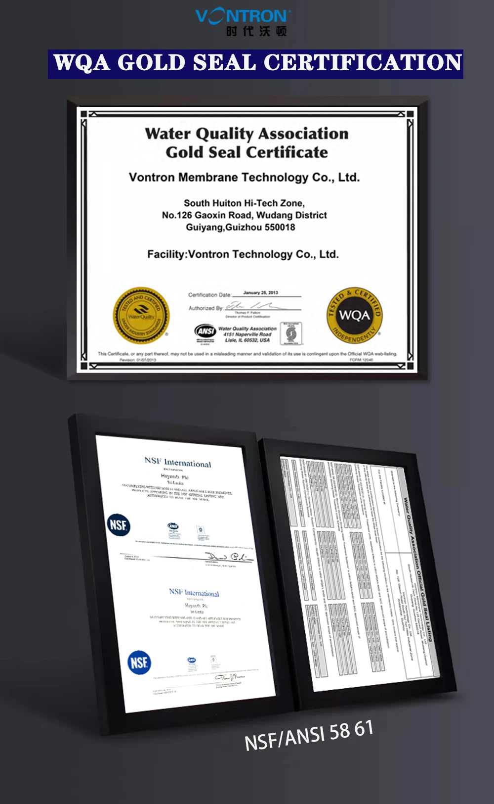 VONTRON Reverse Osmosis RO Membrane 75GPD / 100GPD Replacement Water Filter System Purifier Drinking  ULP1812-75 / ULP2012-100.