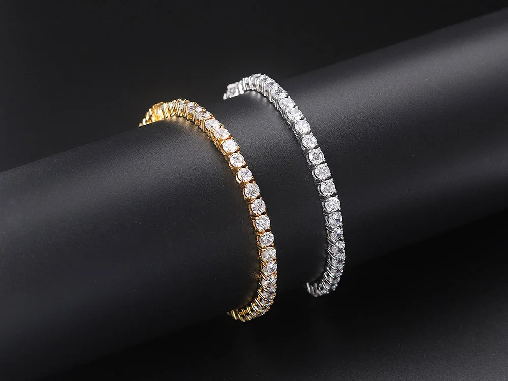 Iced Out Crystal Tennis Bracelet for Women Punk Hiphop Luxury AAA+ Cubic Zirconia Wedding Gold Color Hand Chain Jewelry OHH118.