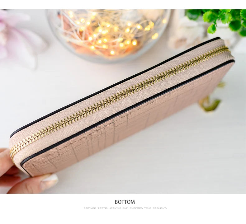 FOXER Women Split Leather Wallet Bifold Clutch Bag with Wristlet Fashion Card Holder Coin Purse Cellphone Bag Female Money Bag