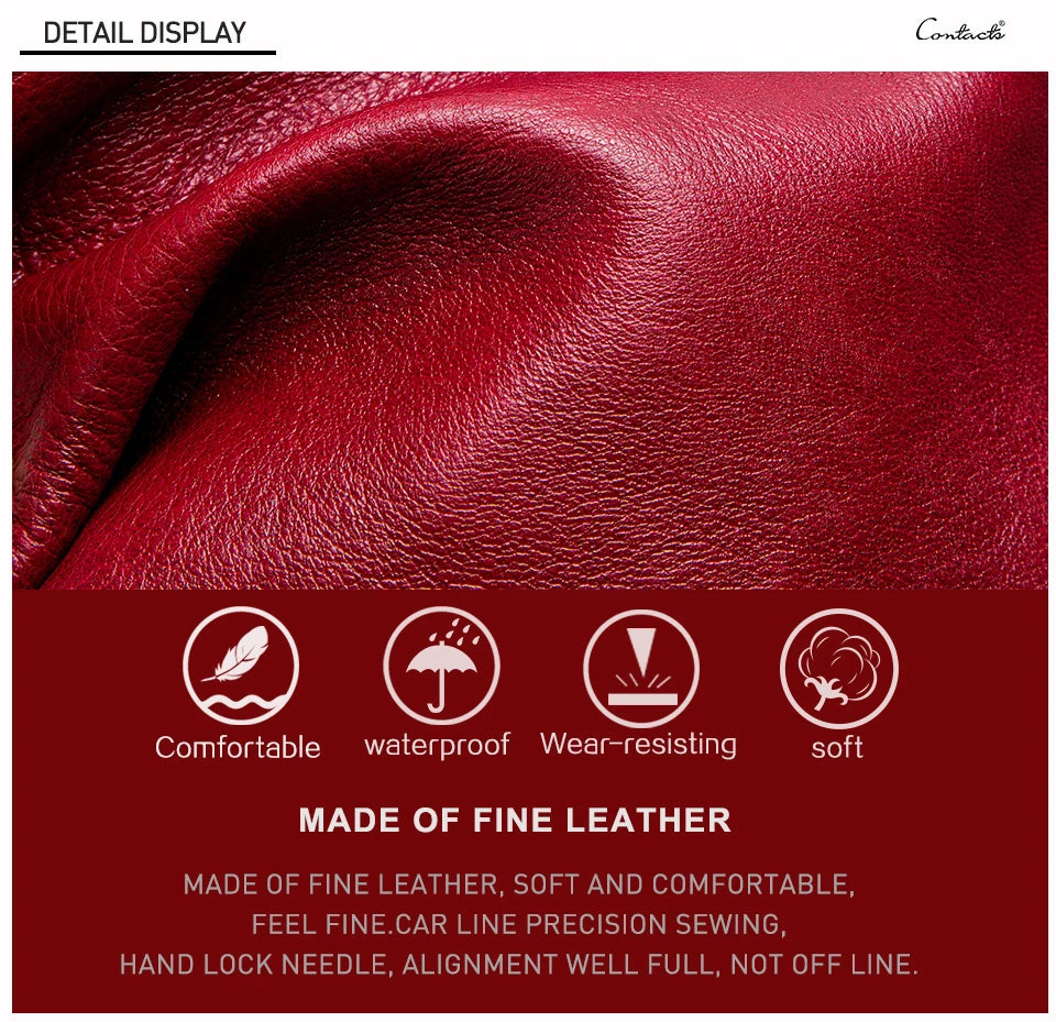 CONTACT'S Genuine Leather Short Wallets for Women Luxury Designer Coin Purse Female Money Clip Card Holder Customize Men Wallets