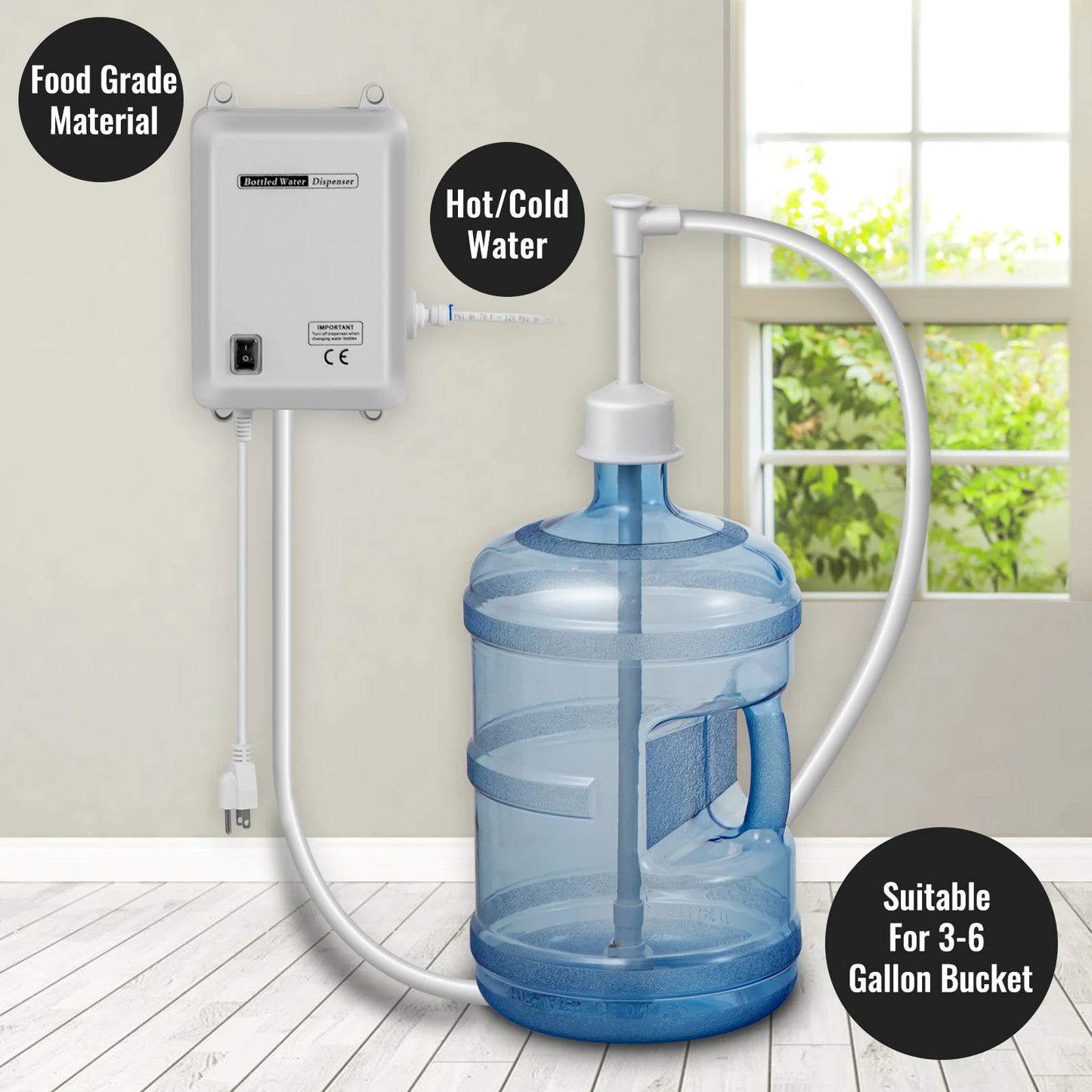 SucceBuy Bottled Water Dispensing Pump w/PE Pipe 1 Gal/MIN 40 PSI for Coffee Tea Machine Water Dispenser Refrigerator Ice Maker.