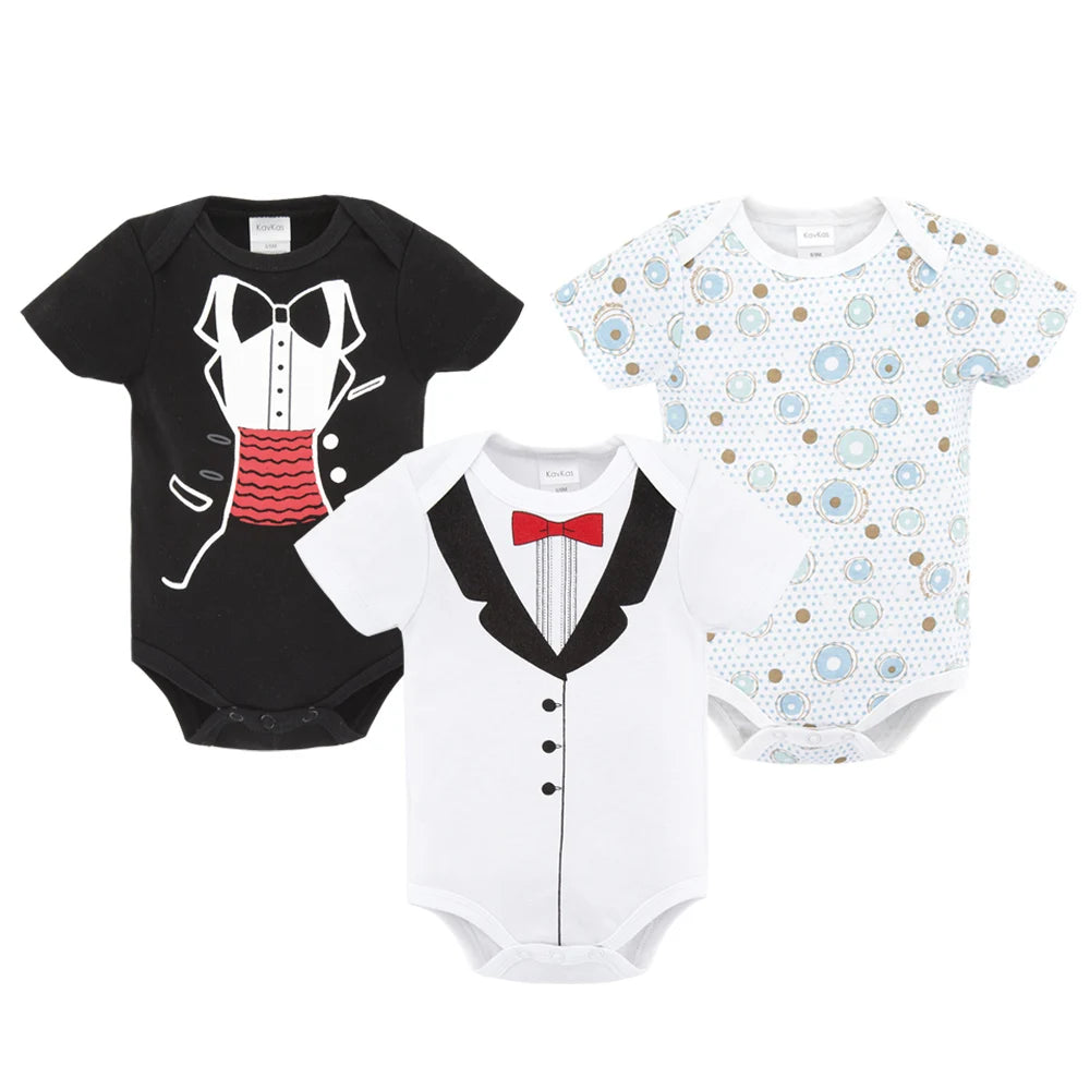 3 teile/los Baby Jungen Body Mode Körper Anzüge Kurzarm Neugeborenen Overalls Cartoon Kinder Baby Mädchen Strampler Kleidung Боди