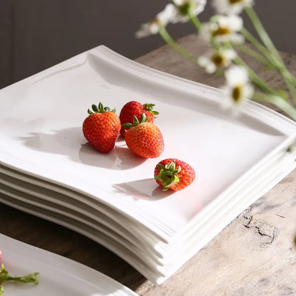 MALACASA 6/12 Piece Flora 10.25" Ivory White Porcelain China Ceramic Cream White Dinner Plates for Dinner/Cake/Beef/Pasta/Fruit.