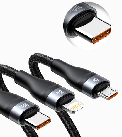 Baseus 3 in 1 USB Type C Cable for iPhone 15 14 13 12 Pro Charger Cable 100W Micro USB Type C Cable for Macbook Samsung Xiaomi.