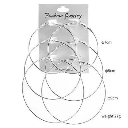 3pair/set Punk Hoop Earrings Set Big Circle Earrings Jewelry For Women Girls Steampunk Ear Clip Fashion Ear Ring Accessories New.