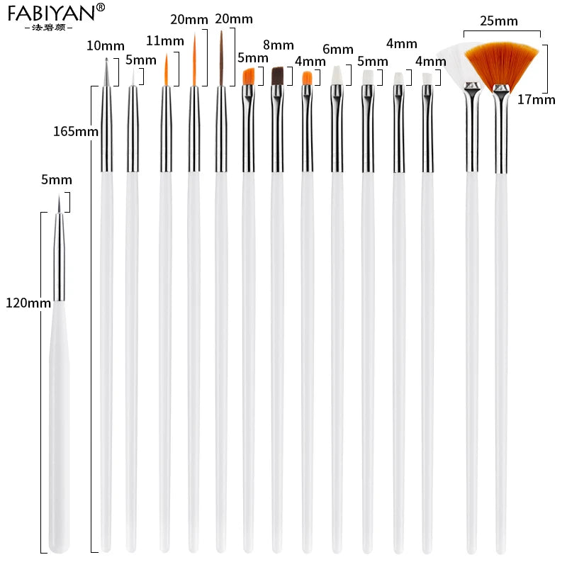 7 Size Nail Art Brush Flat Acrylic Drawing Pen UV Gel Polish French Design Painting Extension Coating Tools Set Manicure.